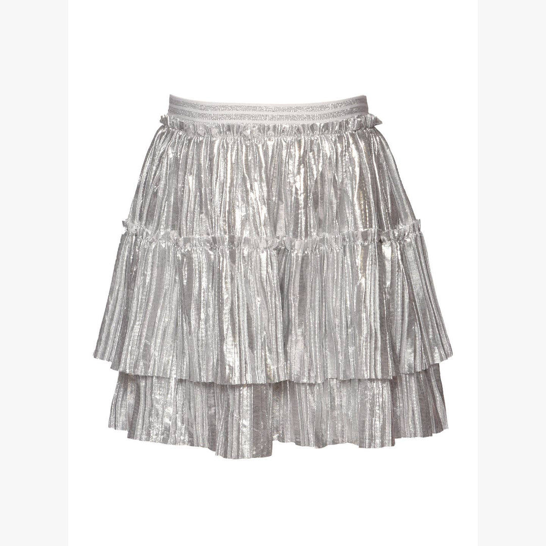 Infant l Toddler l Little Girl’s Metallic Silver Tiered Pleated Skirt