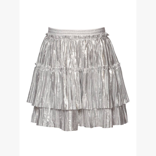 Infant l Toddler l Little Girl’s Metallic Silver Tiered Pleated Skirt