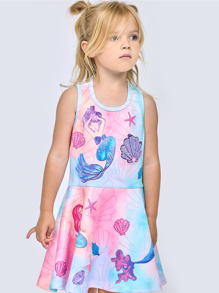 Toddler l Little Girl’s Mermaid Shell Ombre Skater Dress