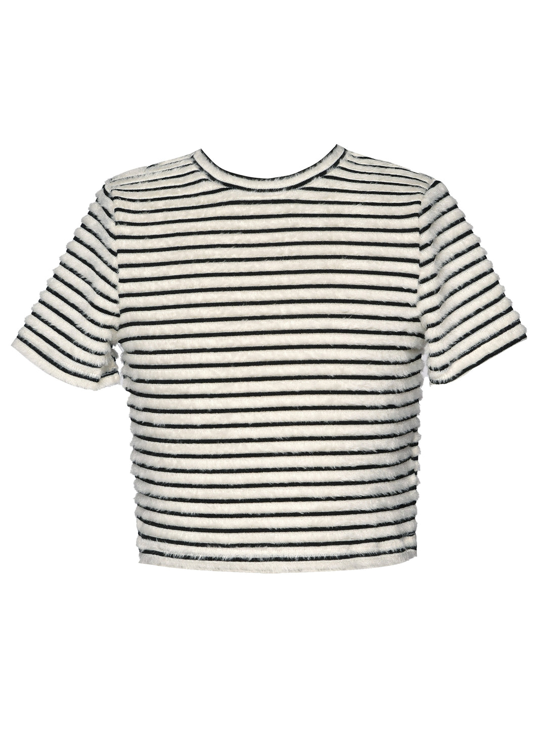 Little l Big l Tween Girl’s Elevated Basics Striped Faux Fur Top
