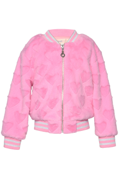 Little l Big Girls Heart Faux Fur Bomber Jacket