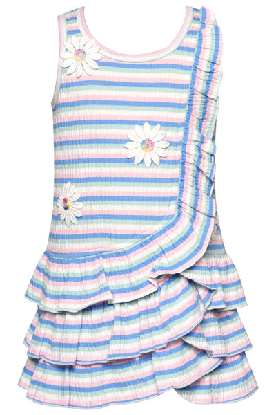 Toddler l Little Girl’s Daisy Patch Stripe Ruffle Dress