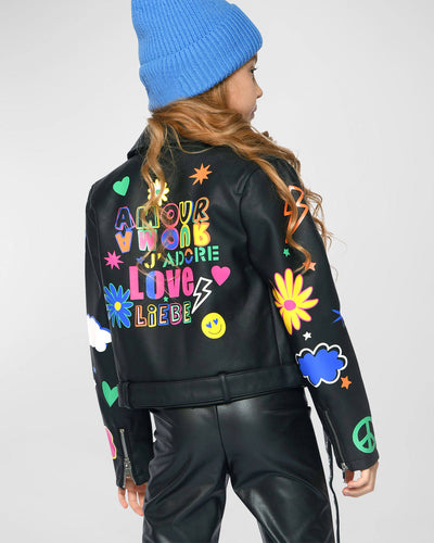 Toddler l Little Girls Colorful Amour Motto Jacket