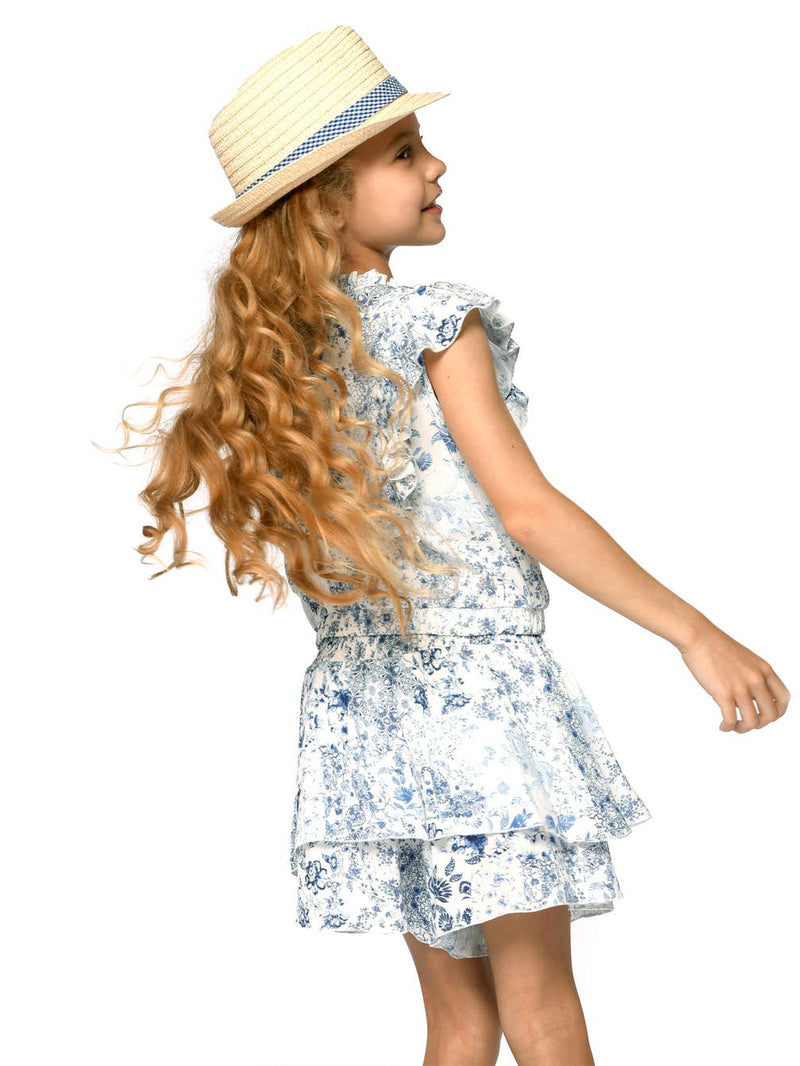 Little Girl’s Tween Floral Printed Tiered Tassel Skort