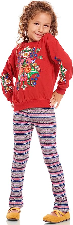 Little l Big Girls Boho Floral Print Pullover Sweater