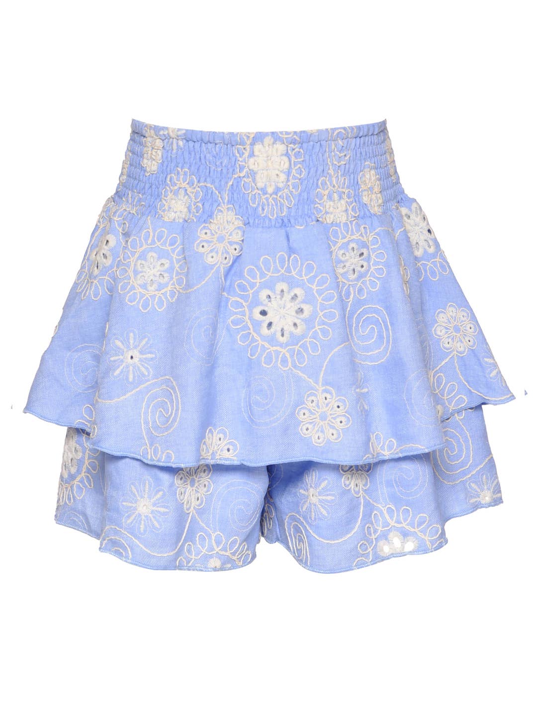 Little l Big l Tween Girl’s Floral Boho Smocked Tiered Shorts