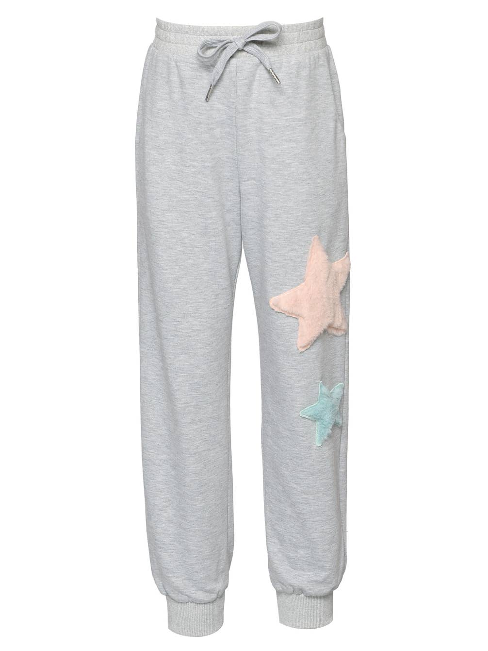 Big l Tween Girls Sporty Faux Fur Pastel Stars Joggers
