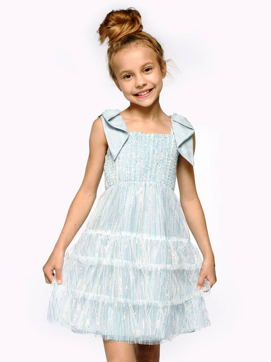 Big Girls Tween Tiered Sequin Babydoll Party Dress