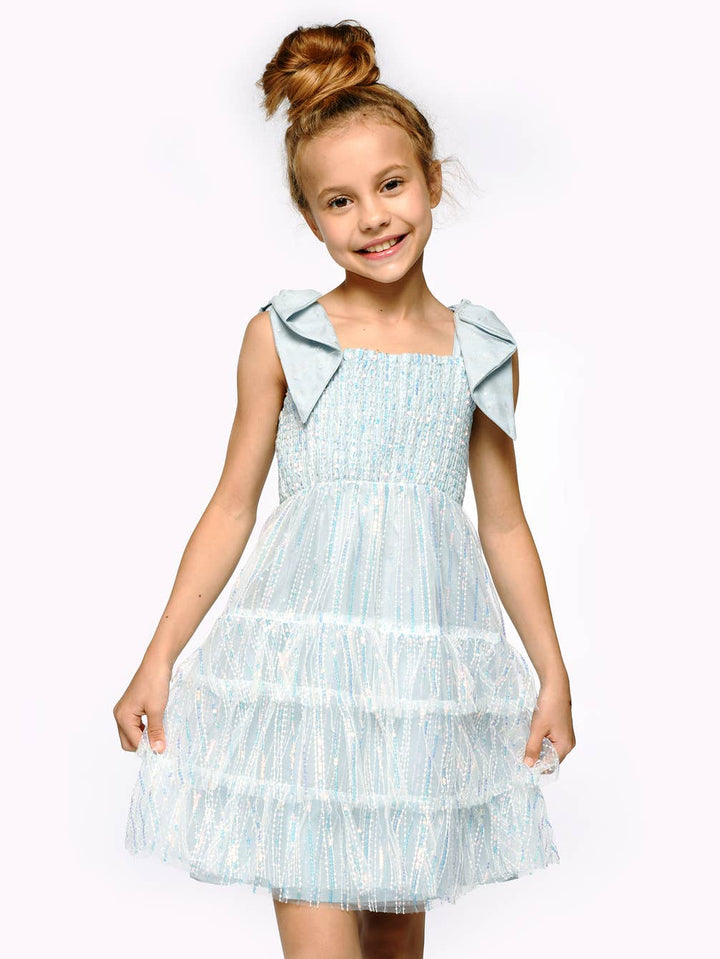 Big Girls Tween Tiered Sequin Babydoll Party Dress