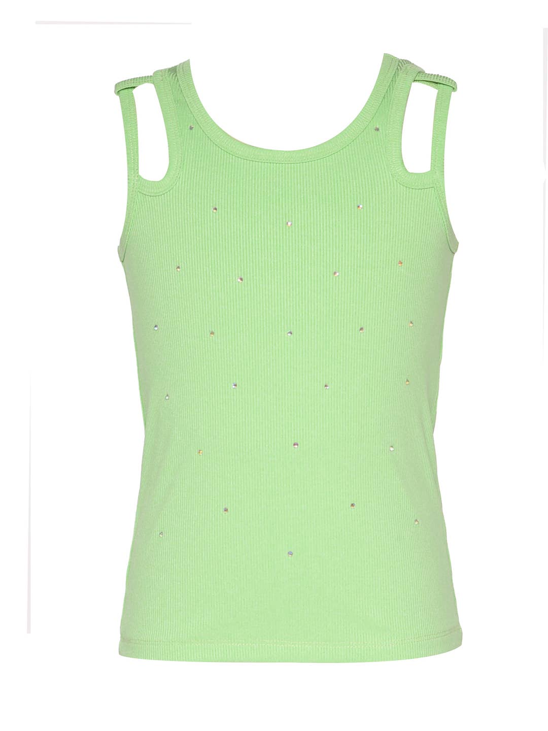 Rhinestone Cut-Out Ribbed Tank Top
