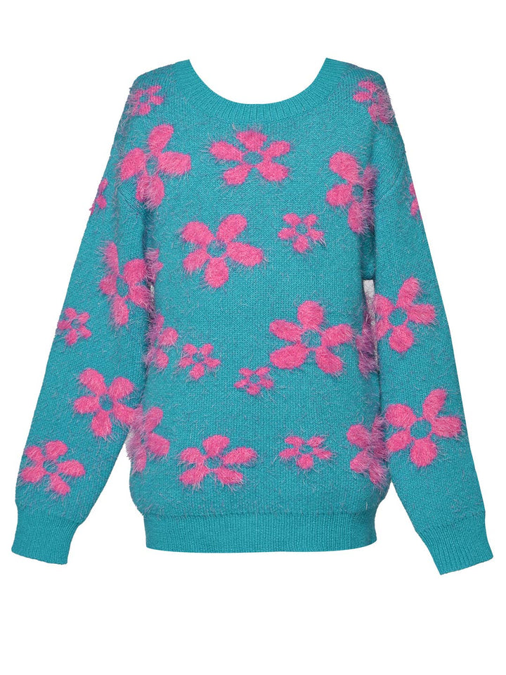 Little l Big l Tween Girl’s Daisy Fuzzy Colorblock Pullover