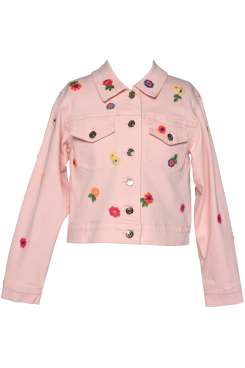 Little I Tween Girl’s Daisy Flower Embroidered Jean Jacket