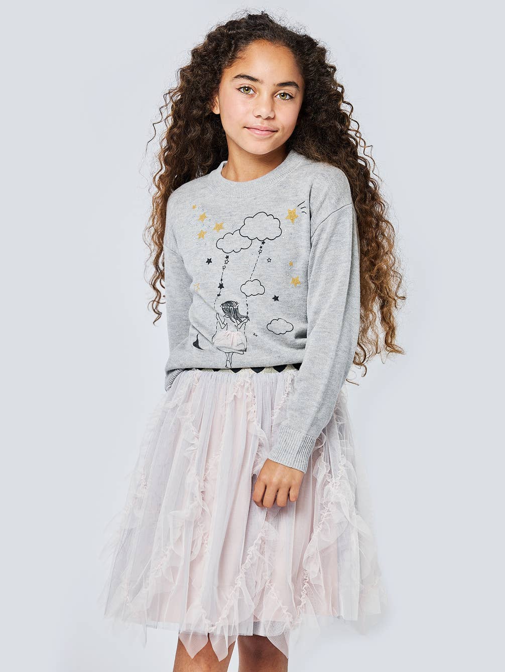 Little l Big l Tween Girl’s Heart Ruffle Mesh Tutu Skirt