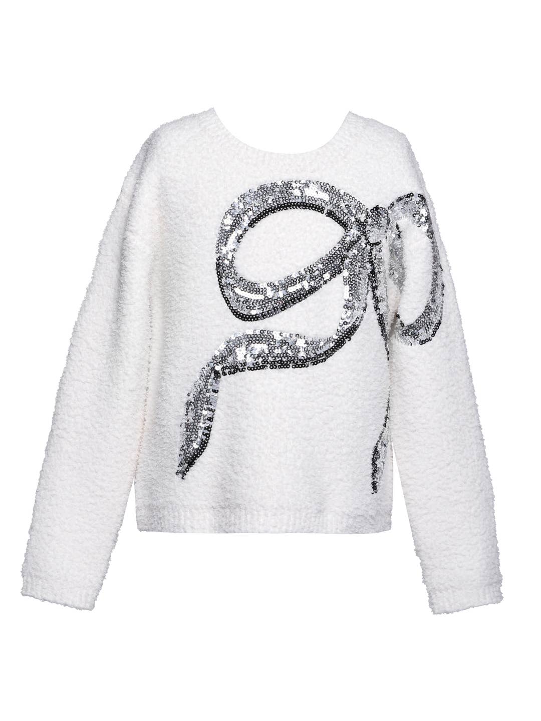 Little l Tween Girl’s Holiday Sequin Bow Knit Pullover