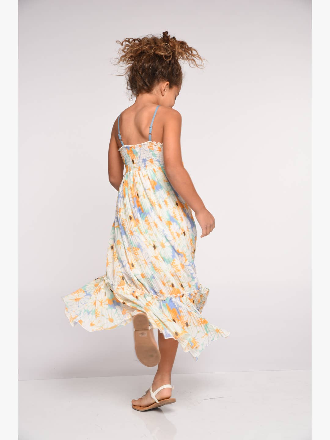 Little l Big l Tween Girl’s Daisy Watercolor Strappy Maxi Dres