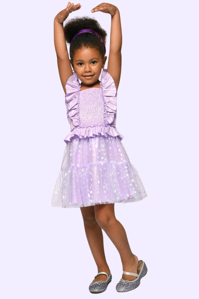 Infant l Toddler Iridescent Tiered Ruffle Mesh Star Tutu Dress