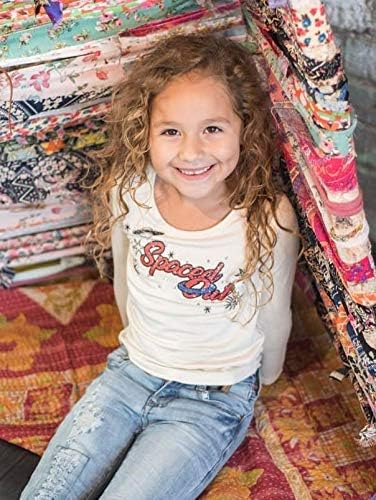 Girls Spaced Out Long Sleeve Glitter Graphic T-shirt