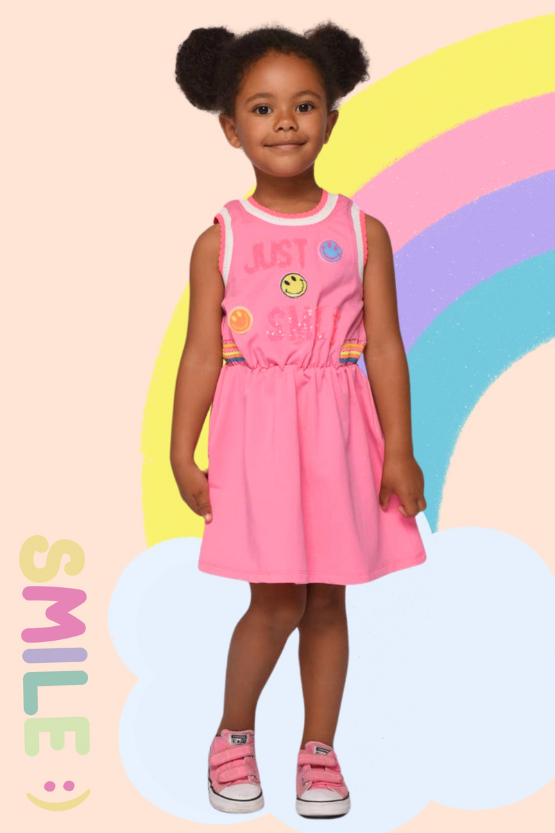 Infant l Toddler l Little Girl’s “Just Smile” Sequin Emoji Face Dress