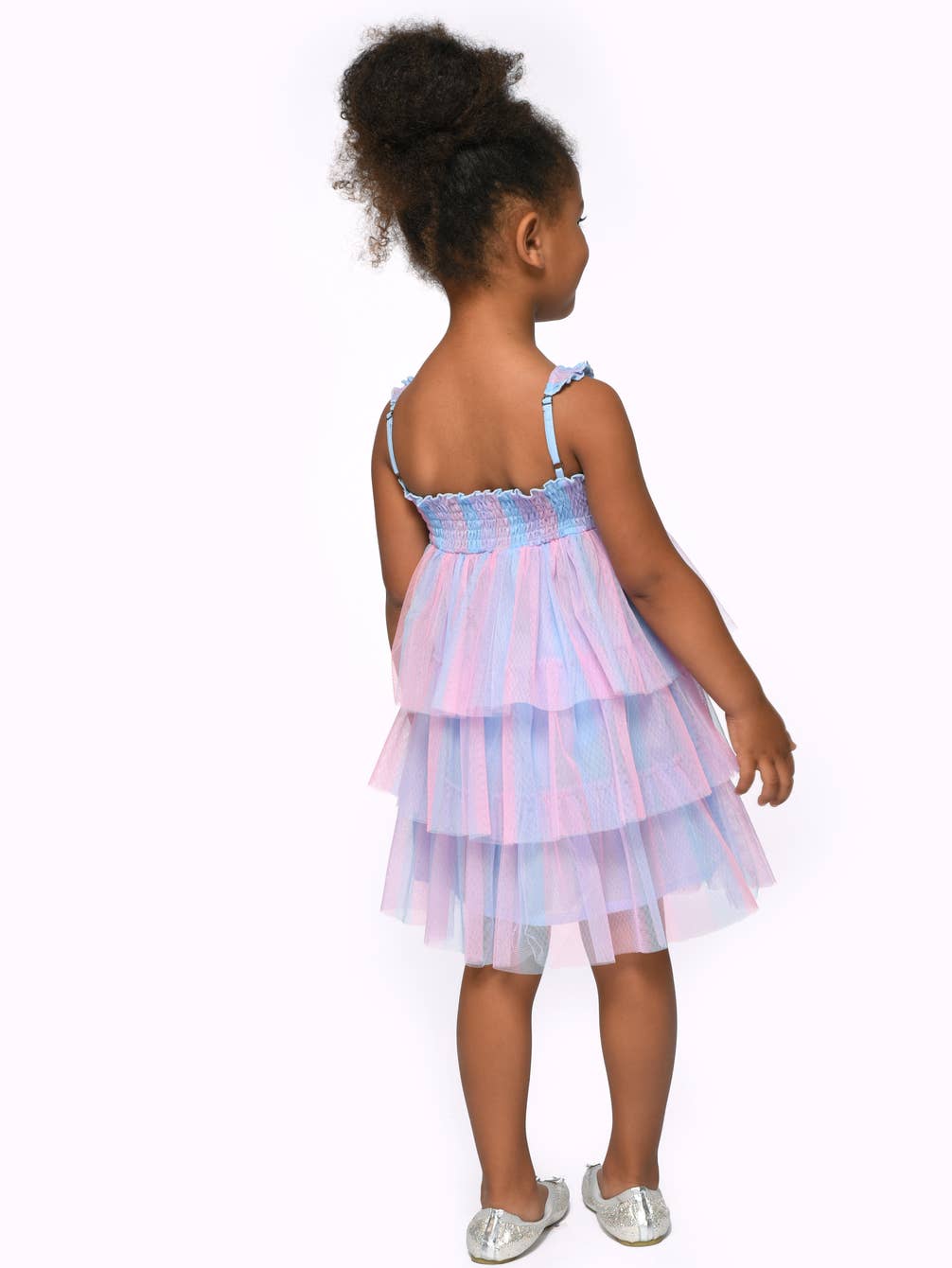 Toddler l Little Girl Pastel Rainbow Mesh Ruffled Tiered Dress