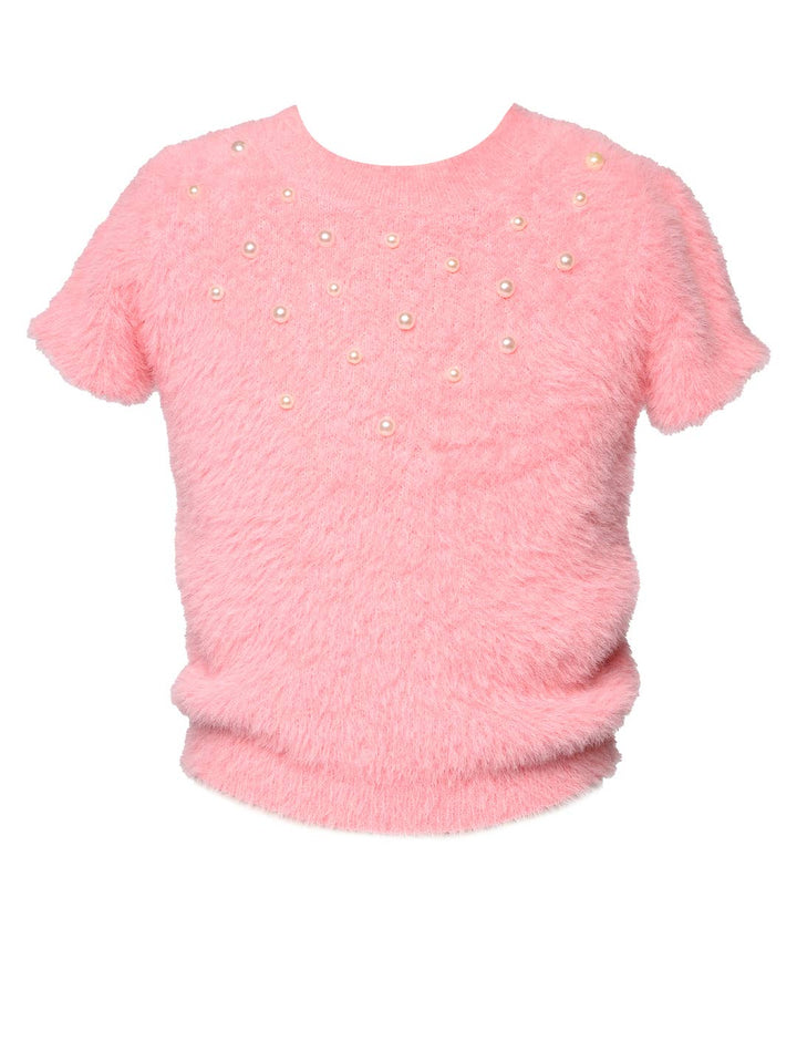 Little l Big l Tween Girl’s Faux Fur Pearl Sweater Top