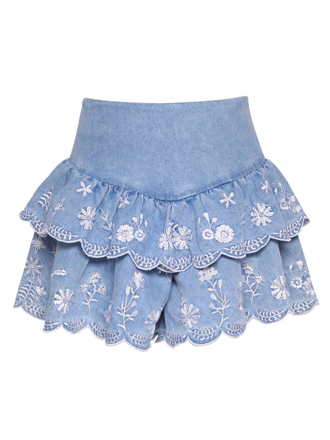 Little | Big | Tween Girl’s Scallop Floral Denim Skort