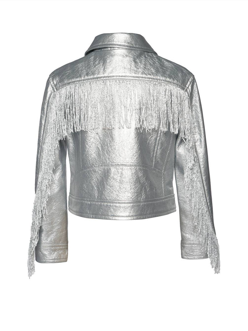 Toddler l Little l Big Girl’s Silver Fringe Motto Jacket