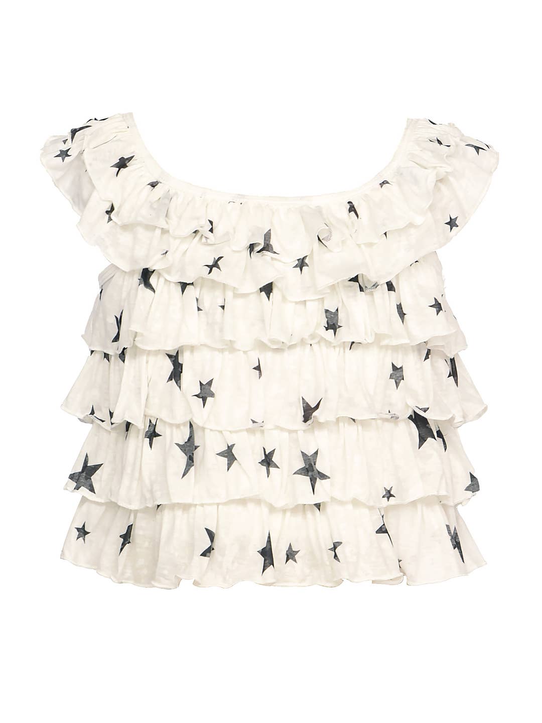 Little l Big l Tween Girl’s Tiered Ruffle Star Print Blouse