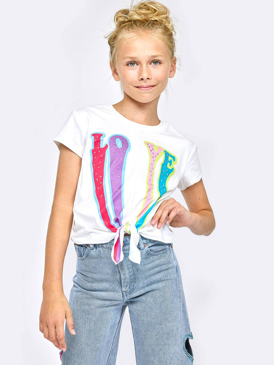Little l Big l Tween “Love” Rainbow Rhinestone Top