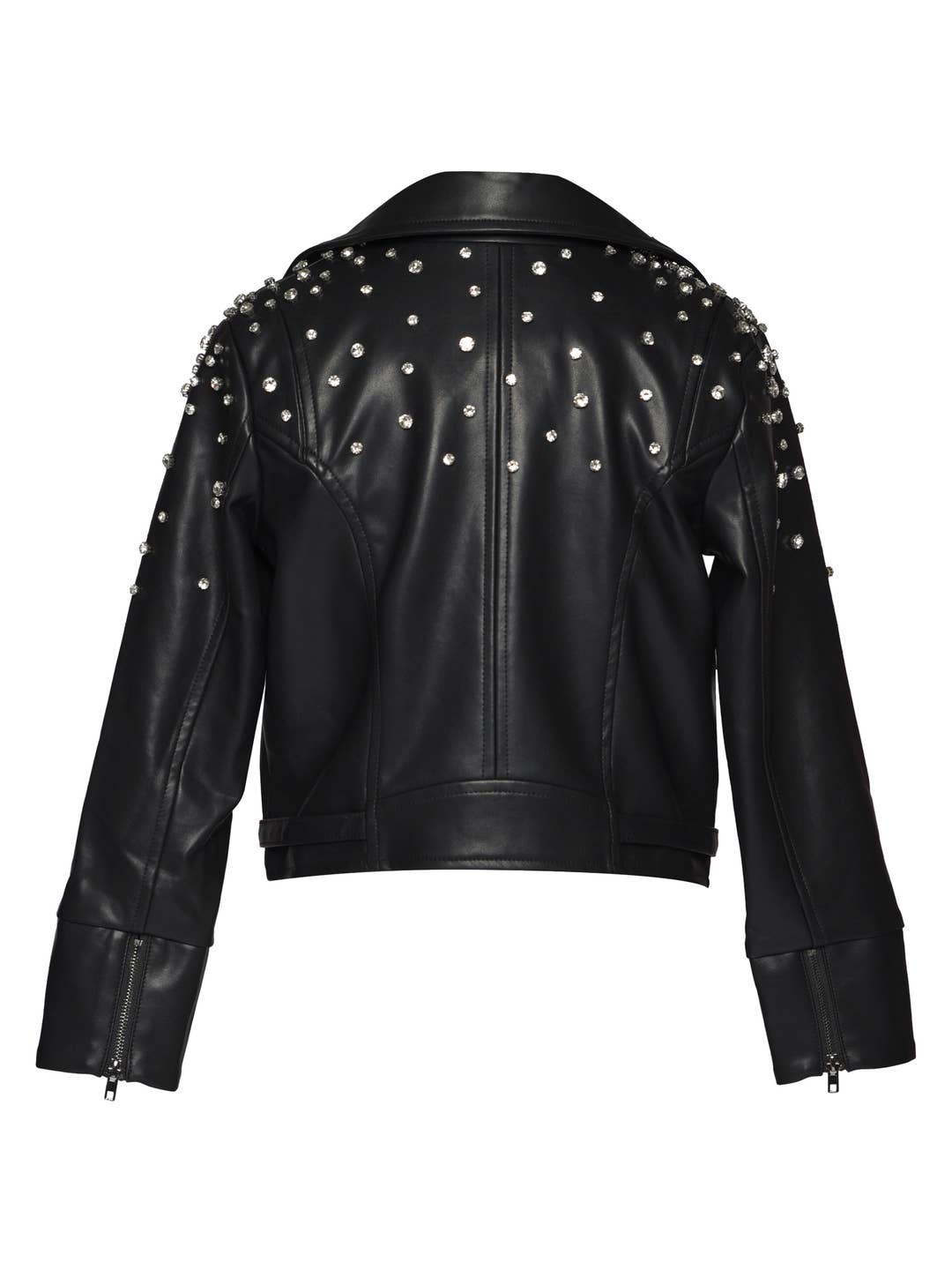 Little l Tween Girl’s Vegan Leather Rhinestone Moto Jacket
