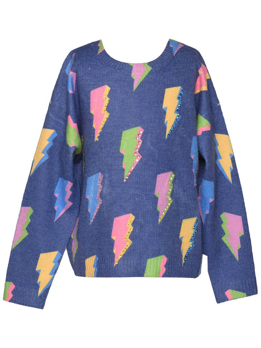 Infant l Toddler l Little Girl’s Rainbow Thunder Bolt Pullover