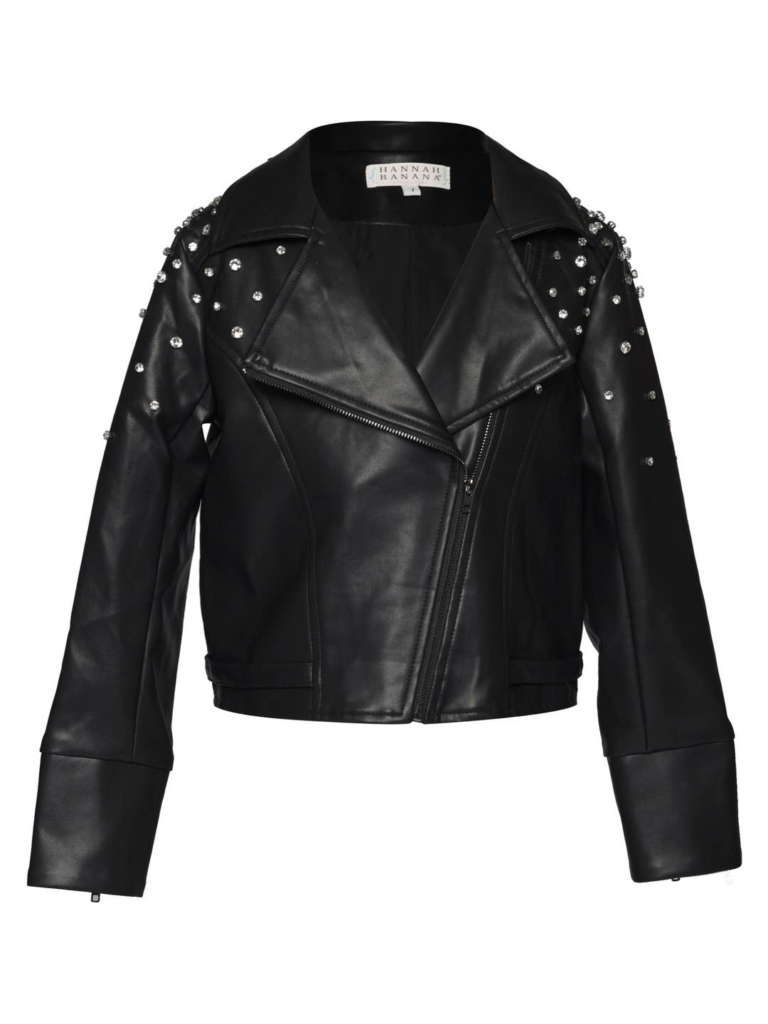 Little l Tween Girl’s Vegan Leather Rhinestone Moto Jacket