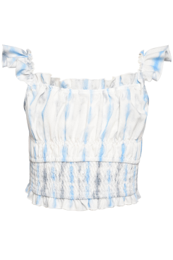 TIE DYE CROP TOP WITH SHOULDER RUFFLES