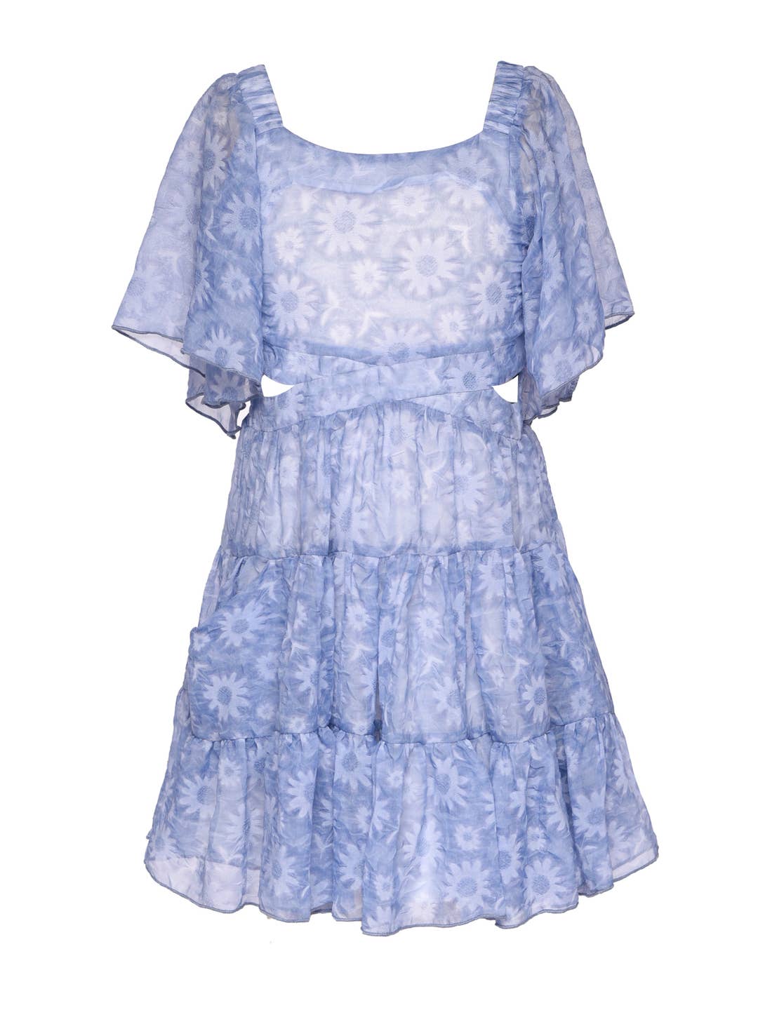 Little | Big | Tween Girl’s Daisy Flower Tiered Flutter Dress