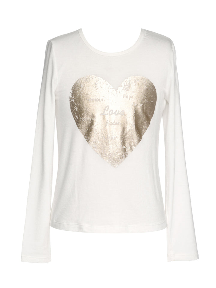 Little l Big l Tween Metallic Gold Heart Love Top