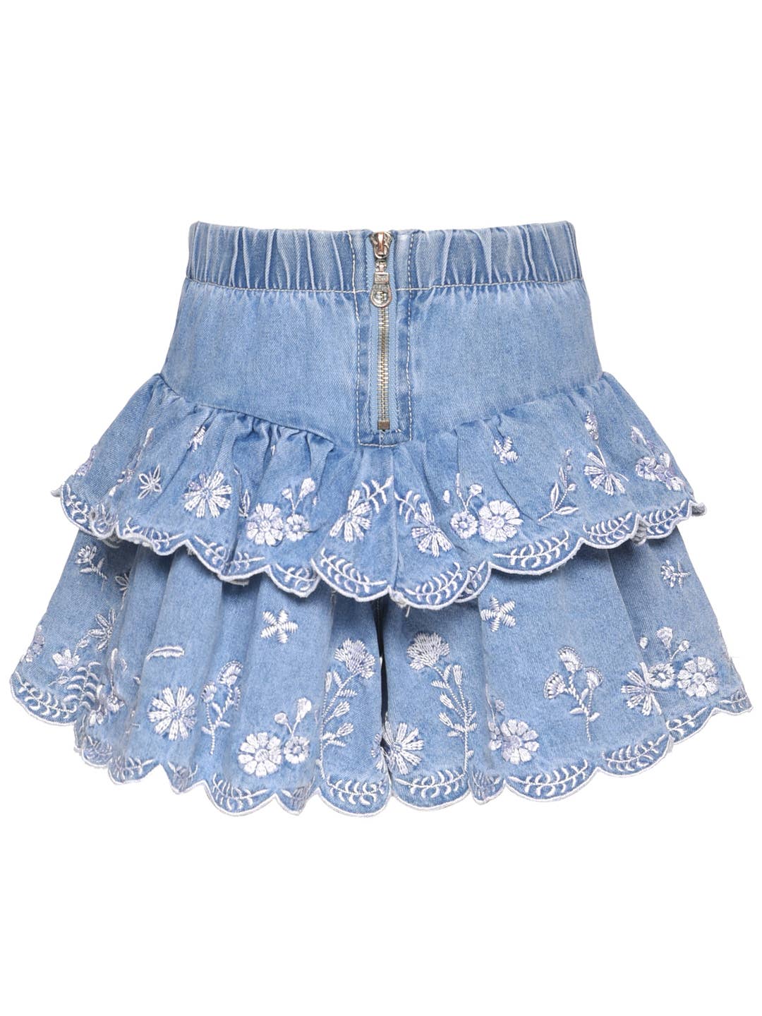 Little | Big | Tween Girl’s Scallop Floral Denim Skort