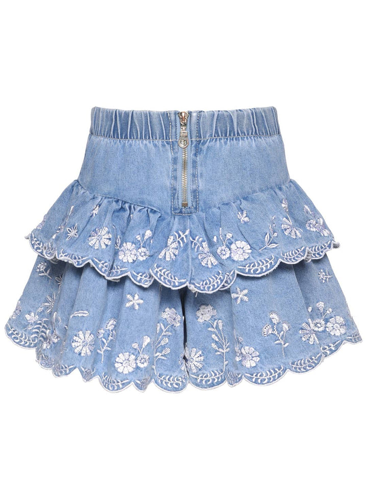 Little | Big | Tween Girl’s Scallop Floral Denim Skort