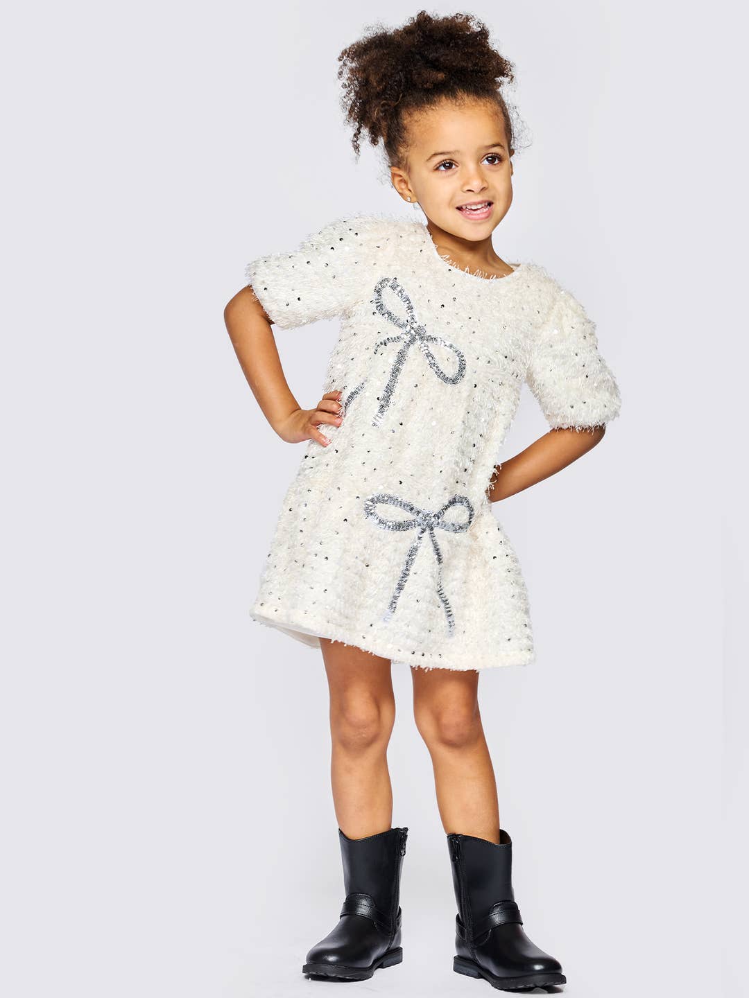 Toddler l Little l Big Girl’s Sequin Bow A-Line Dress