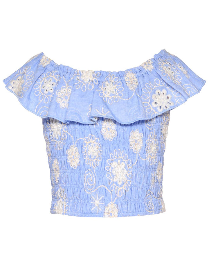 Little l Big l Tween Girl’s Off The Shoulder Boho Chic Smocked Top