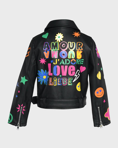 Toddler l Little Girls Colorful Amour Motto Jacket