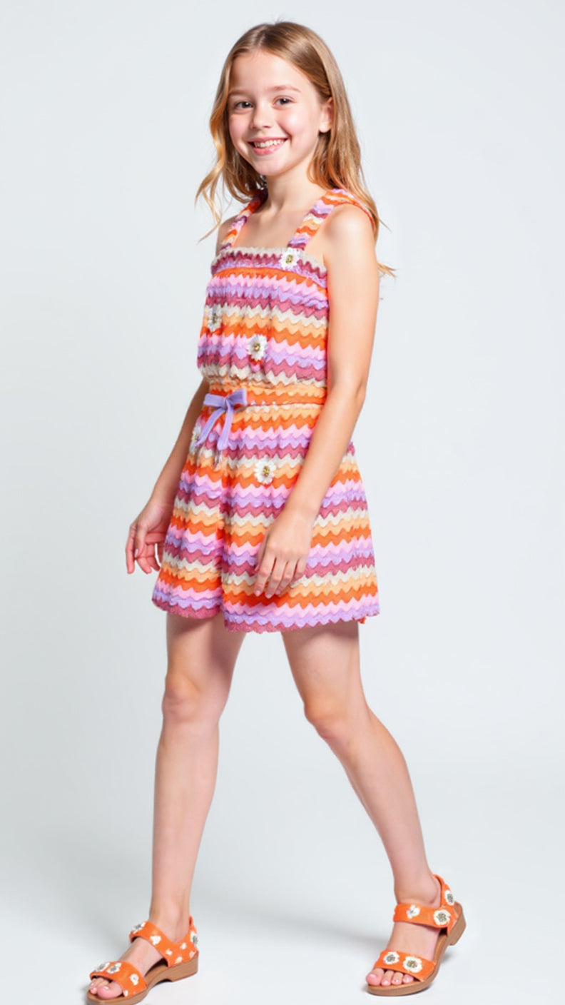 STRIPED CROCHET ROMPER