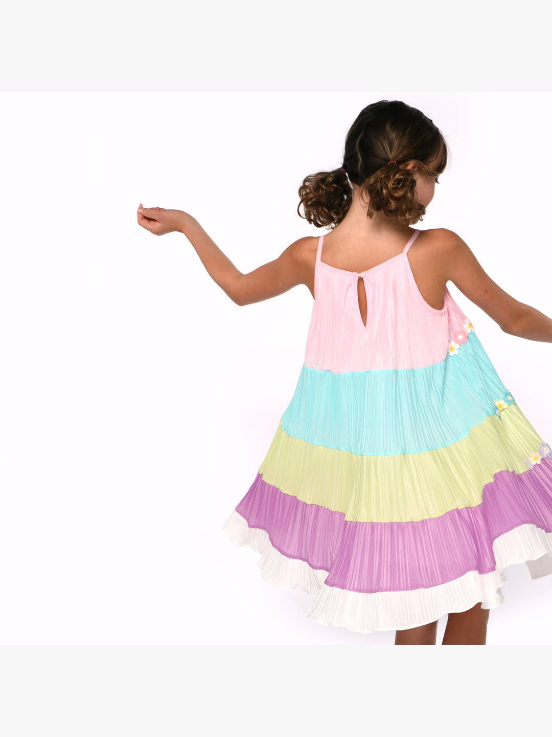 Little Big Tween Girls Plisse Embroidered Daisy Swing Dress