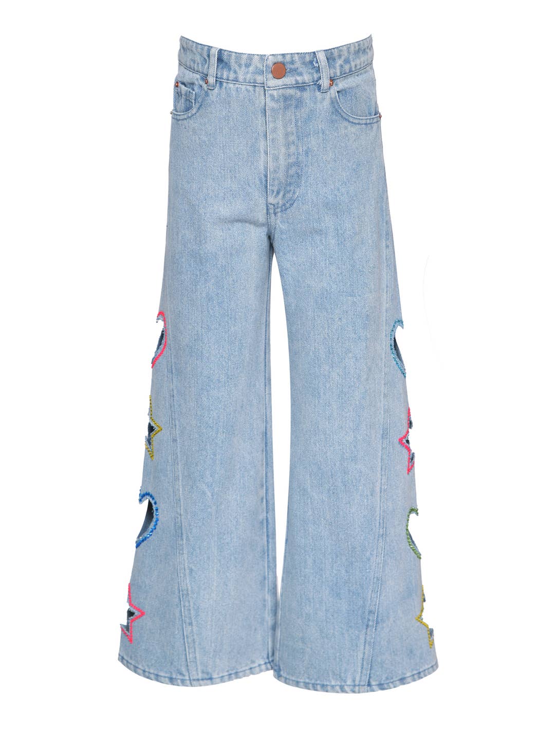 Little l Big l Tween Wide Leg Heart & Star Rhinestone Flared Jeans
