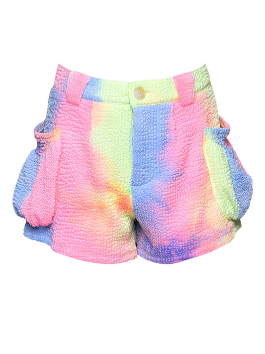 Little l Big l Tween Girl’s Pastel Rainbow Tie Dye Shorts