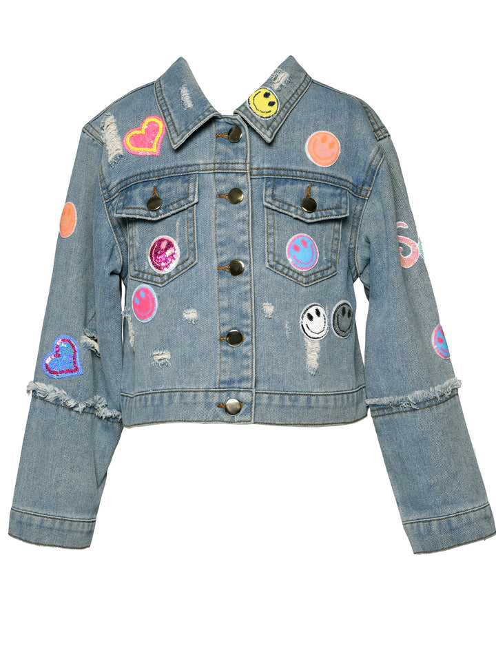 Little l Big l Tween Girl’s Vintage Patch Denim Jean Jacket