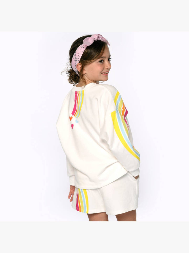 Little l Big l Tween Girl’s Rainbow Heart Pullover Crewneck
