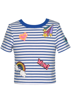 Little Girl I Tween Striped Sequin Patch Graphic Top