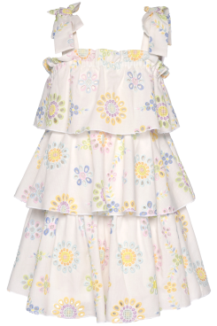 Toddler l Little Girl Pastel Embroidered Eyelet Tiered Dress