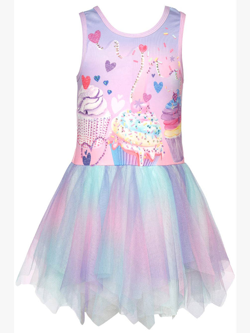 Toddler l Little Girl’s Pastel Heart Rhinestone Cupcake Hanky Dress