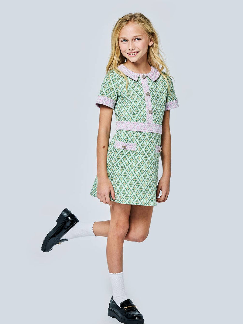 Big l Tween Girl’s Fun Abstract Geometric Print Dress