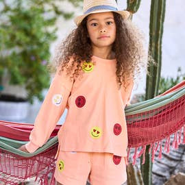 Little Girl’s I Tween Peach Emoji Print Pullover